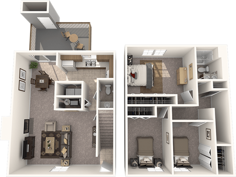 Floor plan for 3 beds, 1.5 baths, 1250 sqft